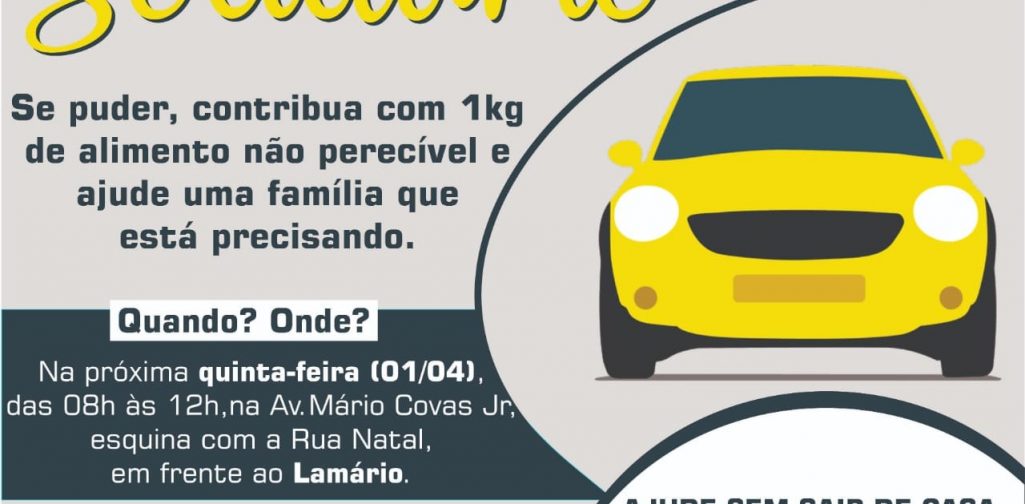 DRIVE-THRU SOLIDÁRIO ACONTECE NESTA QUINTA-FEIRA (01/04)